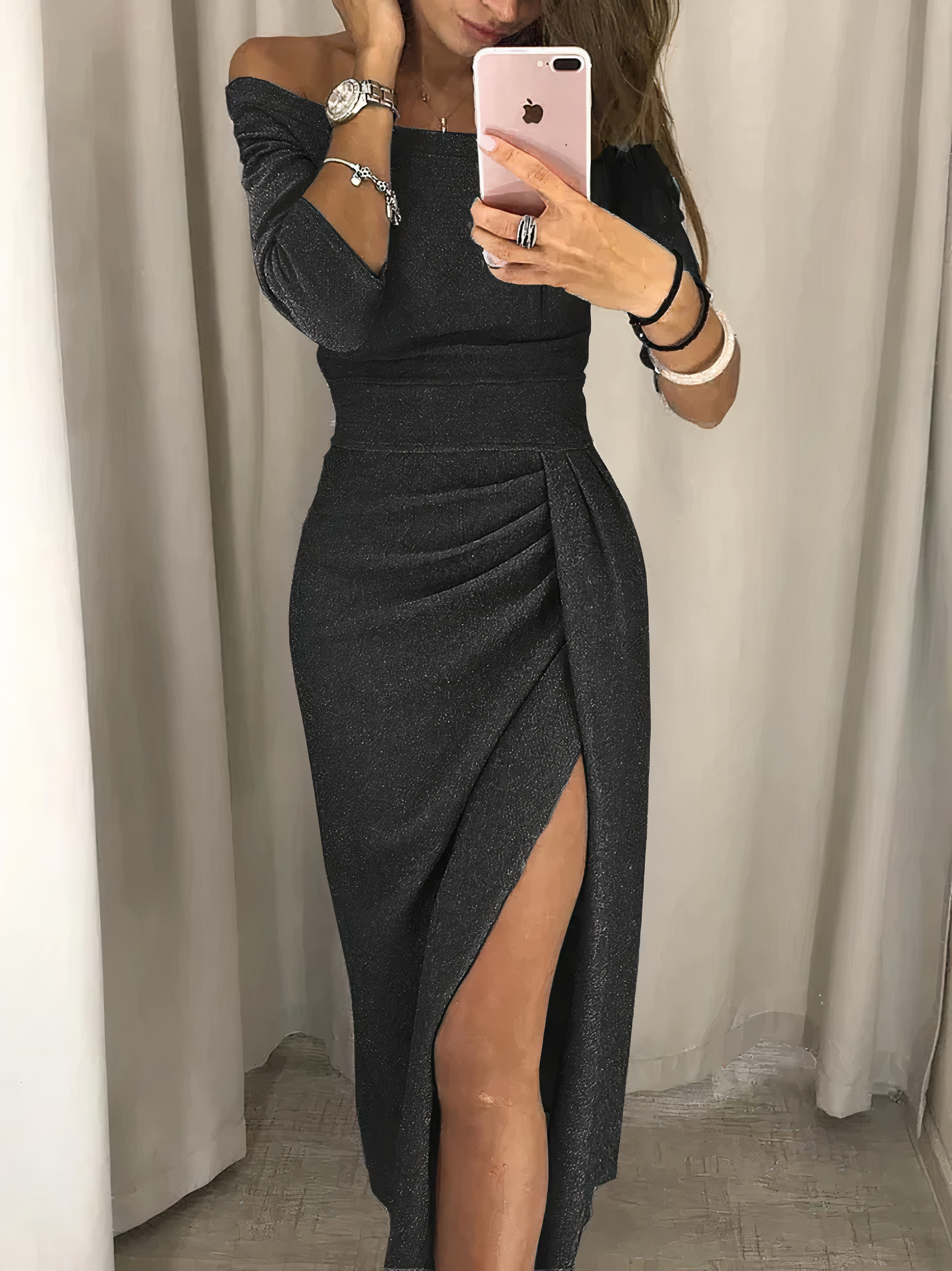 Jane - Off-shoulder glitterjurk