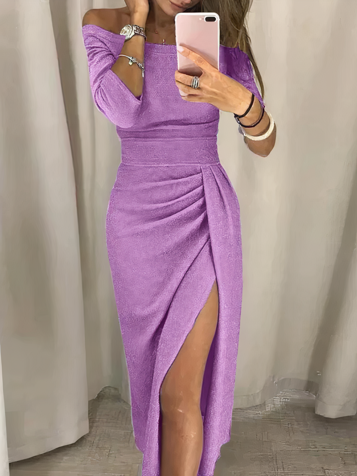 Jane - Off-shoulder glitterjurk