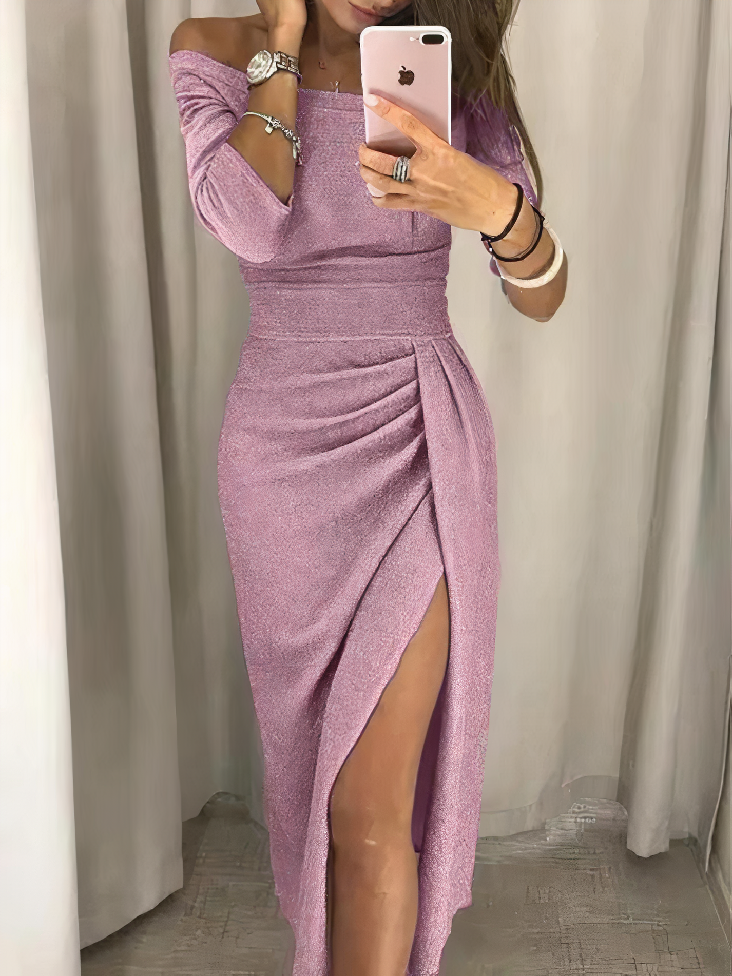 Jane - Off-shoulder glitterjurk