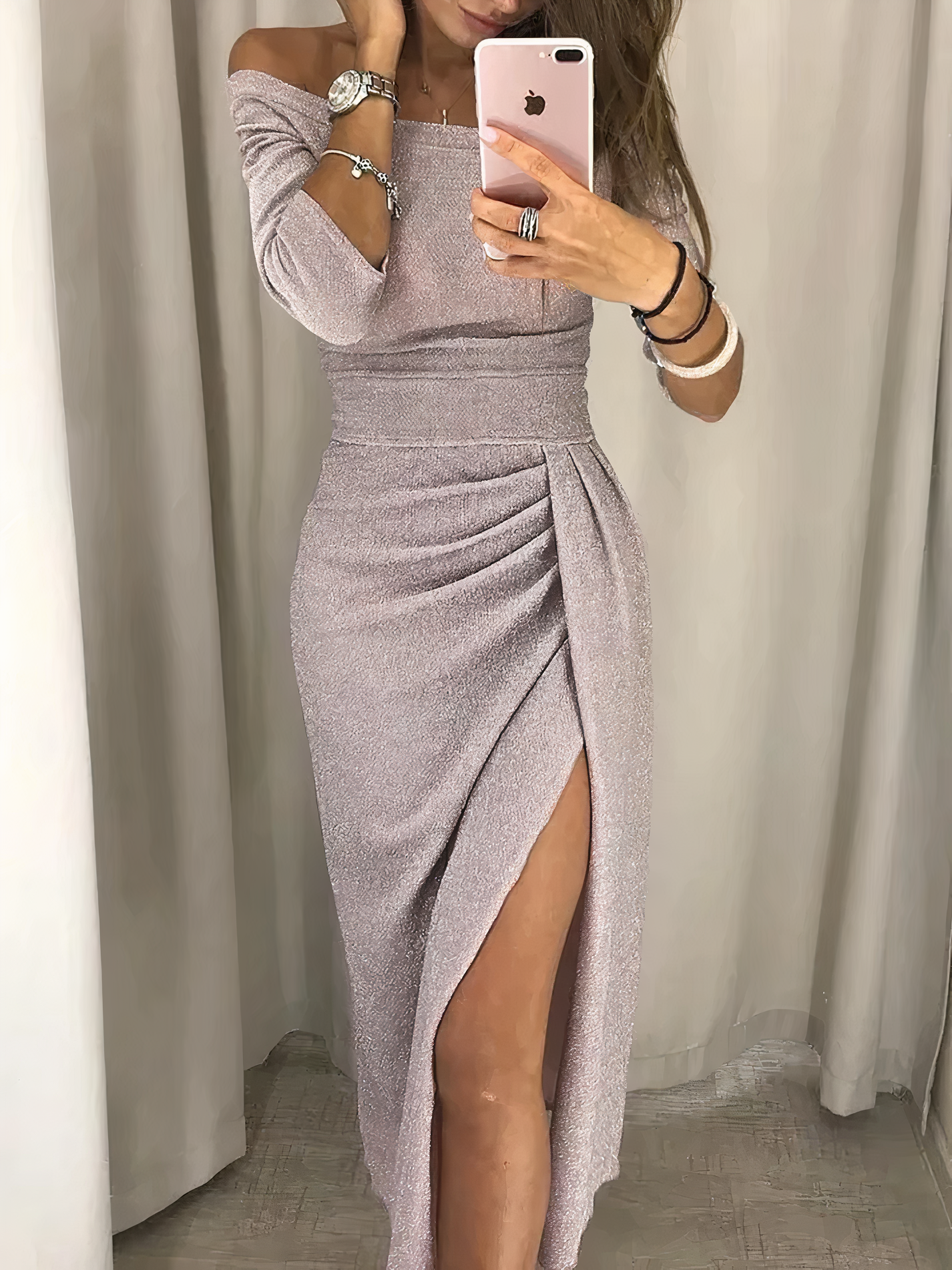 Jane - Off-shoulder glitterjurk