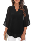 Ozyra - Vloeiende Chiffon Blouse met Elegante V-hals
