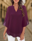 Ozyra - Vloeiende Chiffon Blouse met Elegante V-hals