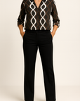 Florina - Elegant Patroon Lange Mouw Casual Blouse
