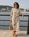Elyrae - Midi-jurk voor dames met geborduurde bloemen in meerdere kleuren