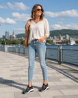 Azelisse - Dames instappers met strass en plateauzool