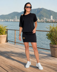 Demyra - Korte stretch jurk voor dames in zwart casual chic stijl