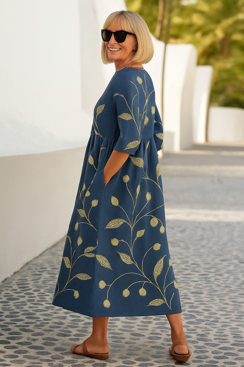 Gavessia - Midi jurk voor dames met een elegante casual print