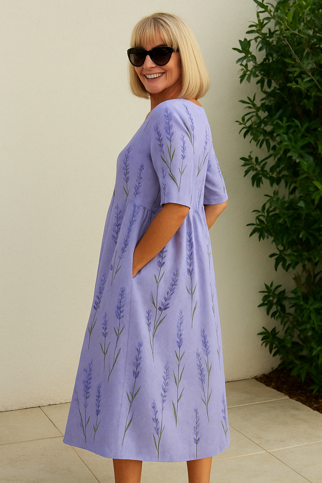 Gavessia - Midi jurk voor dames met een elegante casual print