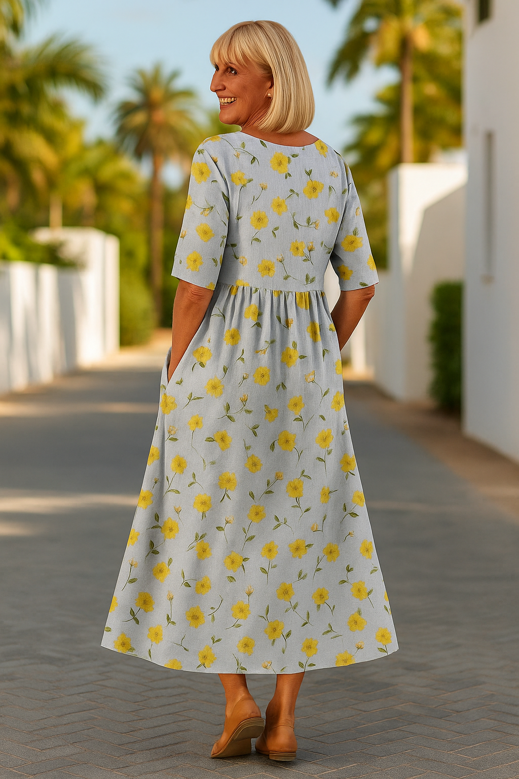 Gavessia - Midi jurk voor dames met een elegante casual print