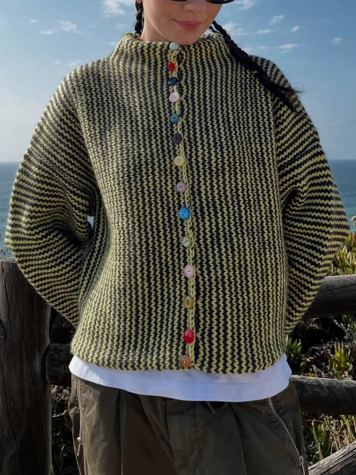 Brisalora - Gebreide Cardigan met Multikleurige Knopen