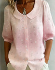 Quoravelle - Vintage Bloemenblouse met Claudine Kraag en Pofmouwen