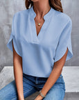 Kiana - Blouse Unicolore met Col en V