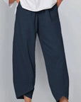 Belythia - Vintage asymmetrische hoge taille damesbroek met zakken