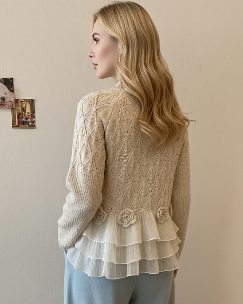 Selavellisse - Romantisch Volant Gebreid Cardigan