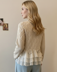 Selavellisse - Romantisch Volant Gebreid Cardigan