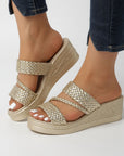 Hysoria - Dames sandalen met gevlochten hakken en gekruiste banden