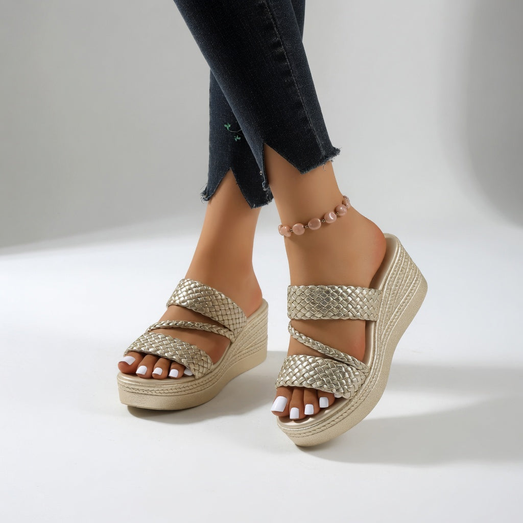 Hysoria - Dames sandalen met gevlochten hakken en gekruiste banden