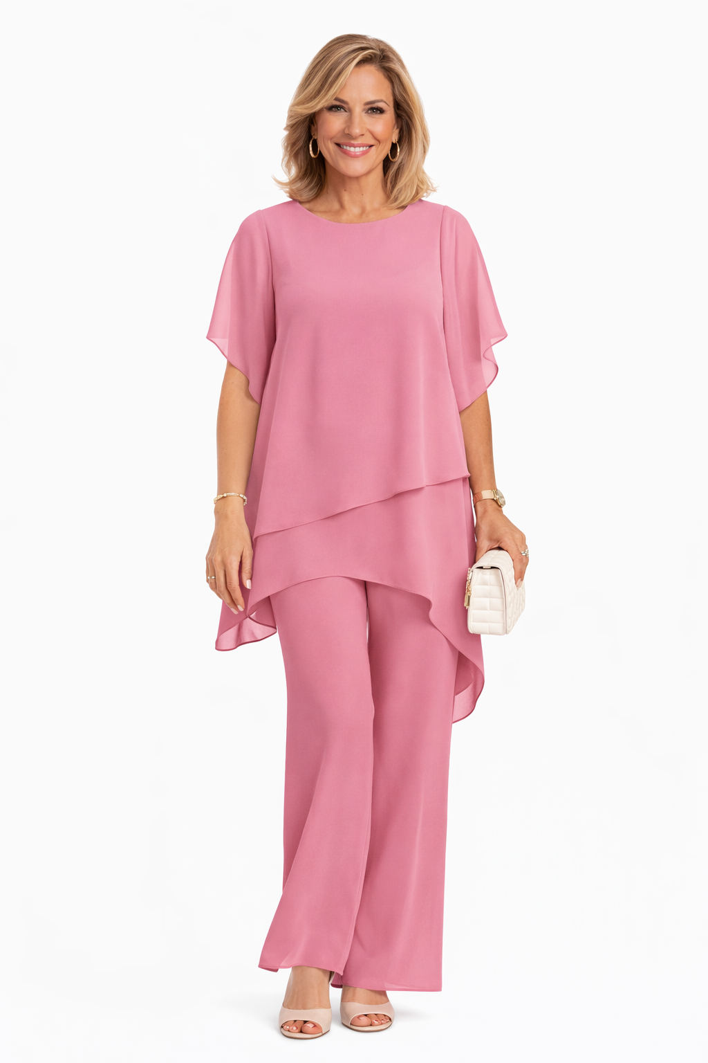 Avelonix - Vrouwen tweedelig ensemble elegante vloeiende brede broek avond
