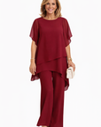 Avelonix - Vrouwen tweedelig ensemble elegante vloeiende brede broek avond