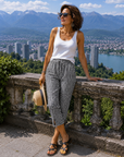 Novirae - Dames capri broek met vichy ruitjes, casual pasvorm