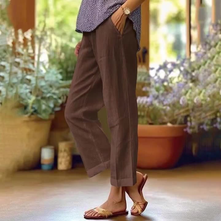 Ixoriae - Ruime Katoenen en Linnen Broek met Elastische Taille