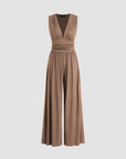 Aurevina - Dames jumpsuit zonder mouwen met V-hals en wijde benen