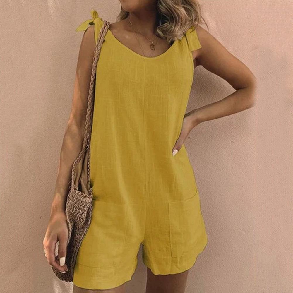 Thessara - Jumpsuit met strikbandjes en zakken
