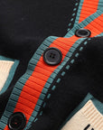 Norbert - Gebreide V-hals Vest met Contrasterende Details