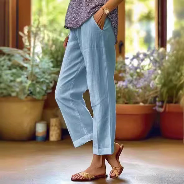 Ixoriae - Ruime Katoenen en Linnen Broek met Elastische Taille