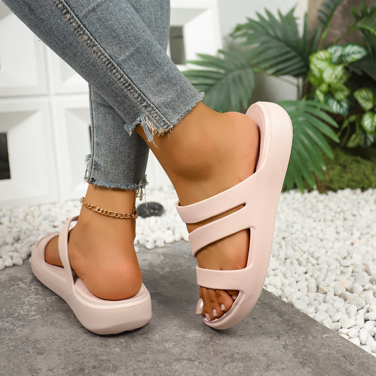 Sylaria - Dames sandalen platform kruisbanden EVA zool comfort