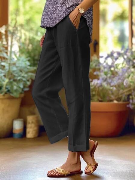 Ixoriae - Ruime Katoenen en Linnen Broek met Elastische Taille