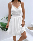 Alexis - V-Neck White Backless Dress