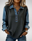 Marisolenne - Casual Sweatshirt met Contrasterende Stiksels