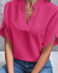 Kiana - Blouse Unicolore met Col en V