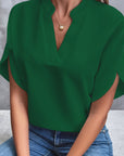 Kiana - Blouse Unicolore met Col en V
