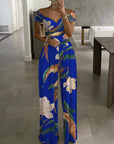 Thalina - Meerkleurige Katoenen Stretch jumpsuit