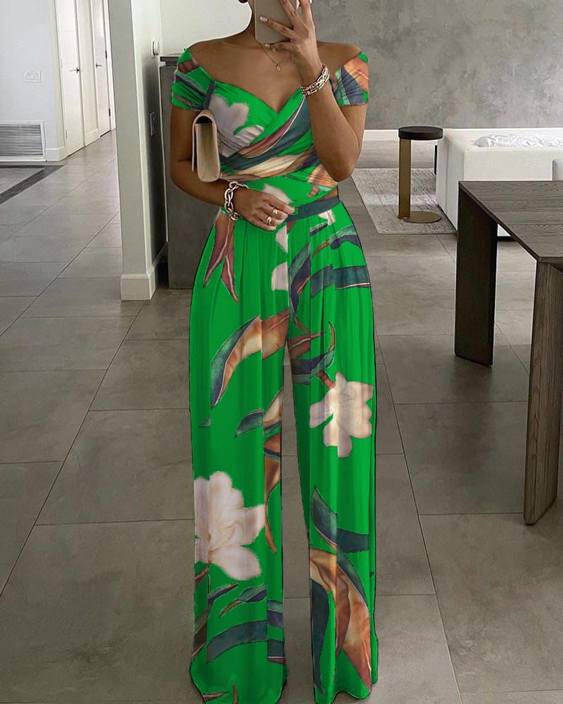Thalina - Meerkleurige Katoenen Stretch jumpsuit