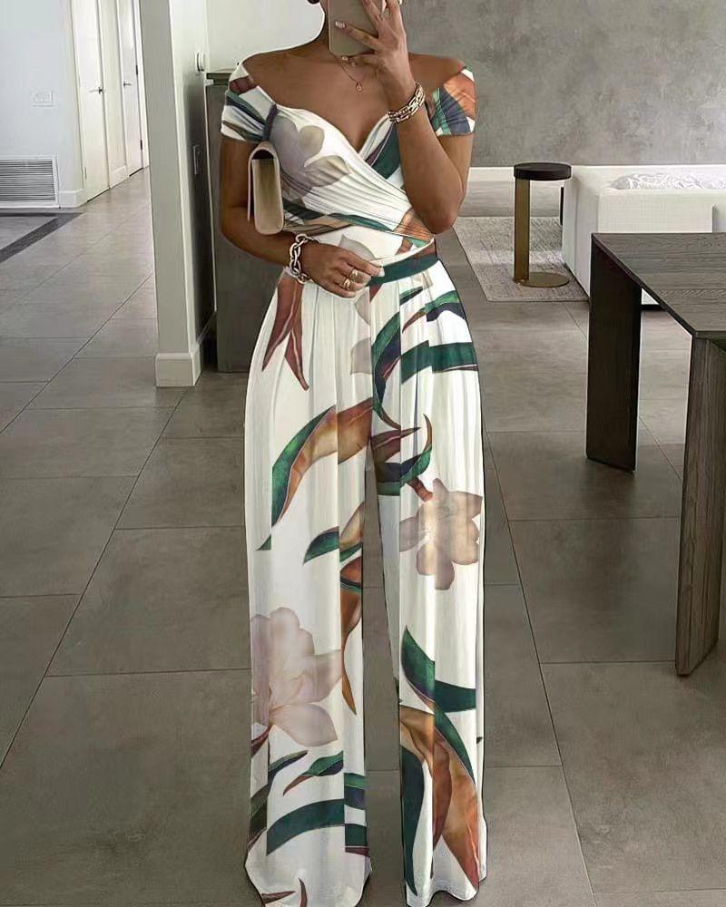 Thalina - Meerkleurige Katoenen Stretch jumpsuit