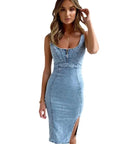 Alana - U Neck Denim Dress