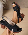 Cirethia - Dames sandalen met comfortabele hak en open ontwerp