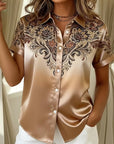Quinessa - Dames satijnen blouse met bloemenprint