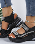 Calyvra - Dames sandalen platform strass velcro luchtzool sport