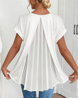 Estella - T-shirt met korte mouwen effen kleur patchwork