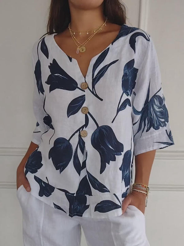 Evorra - Elegante Bloemenprint Top
