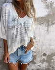 Delia - Gebreide top met V-hals