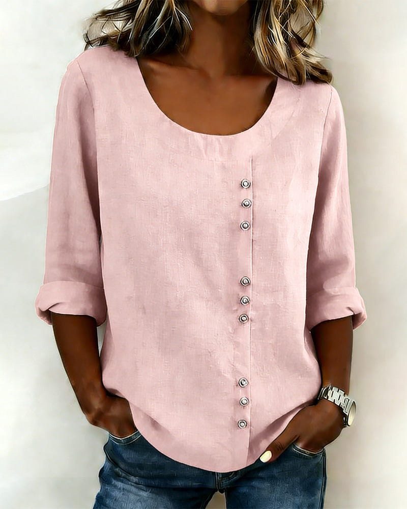 Quillane - T-shirt met Ronde Hals en Lange Mouwen