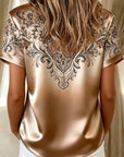 Quinessa - Dames satijnen blouse met bloemenprint