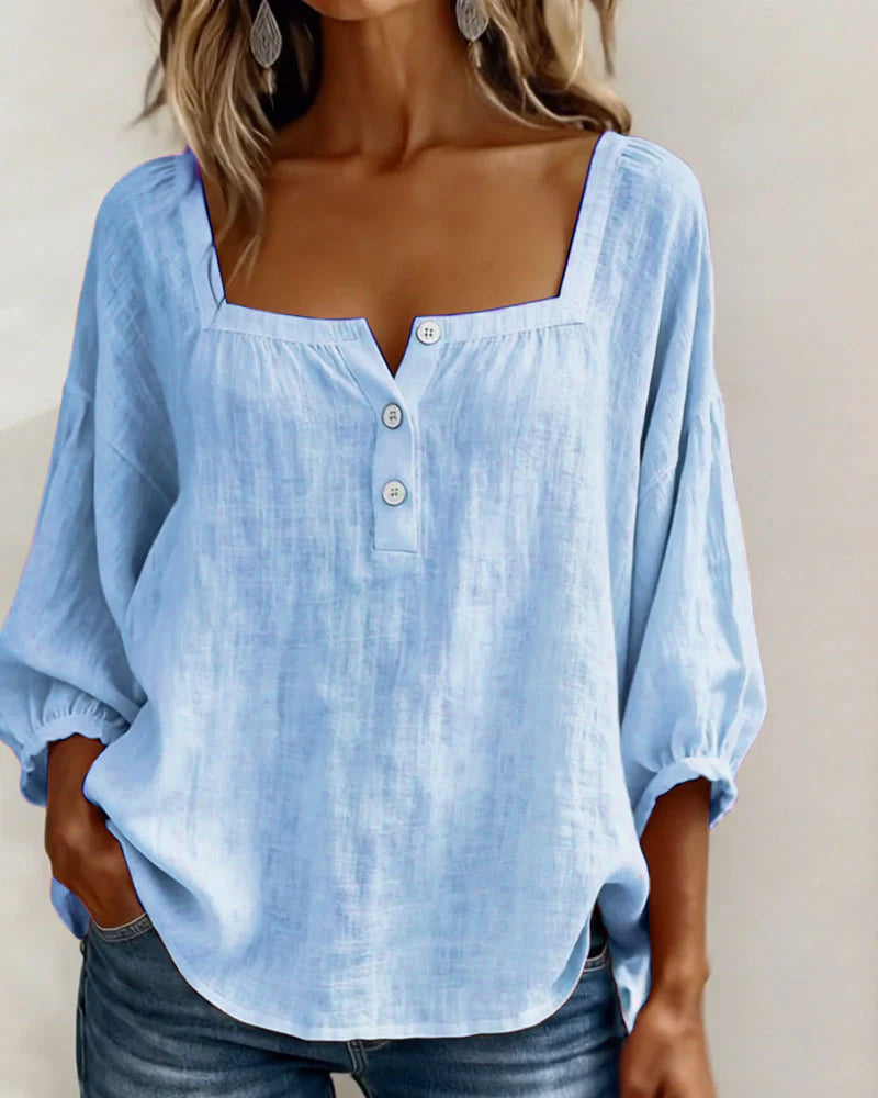Glyressa - Elegante Damesblouse met Vierkante Hals