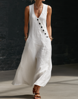Fazira - Maxi Jurk Dames Met Knopen Vloeiende Snit Comfortabele Dagelijkse Wear
