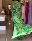 Aceline - Elegante Bedrukte Maxi Dress met Empire Taille